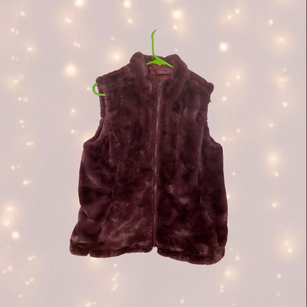 Plush Burgundy Faux Fur Vest